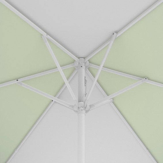 Petit parasol avec manivelle, couronne vue de dessous