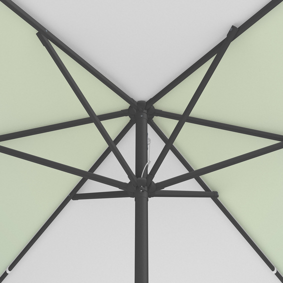 Petit parasol avec manivelle, couronne vue de dessous