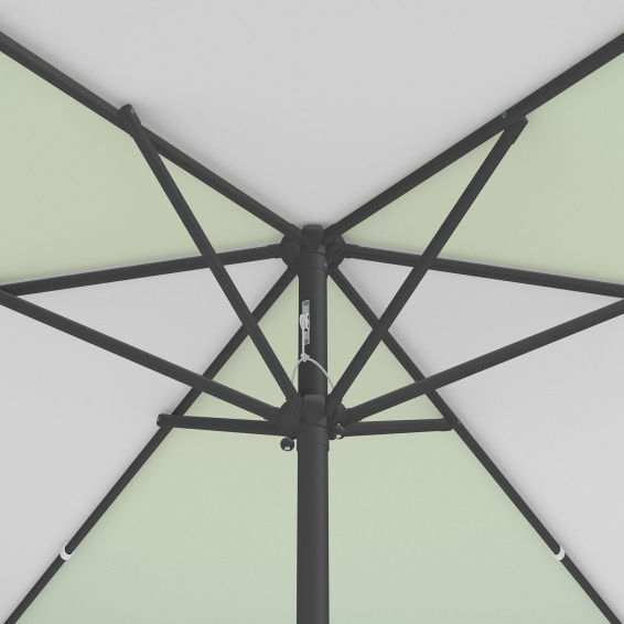 Parasol / petit parasol avec manivelle, vue de la couronne par en-dessous