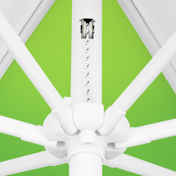 Petit parasol avec manivelle, détail du mécanisme à corde