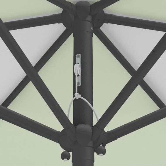 Parasol / petit parasol avec manivelle, détail du mécanisme à corde