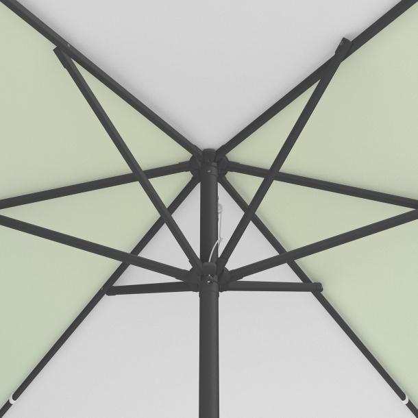 Petit parasol avec manivelle, couronne vue de dessous