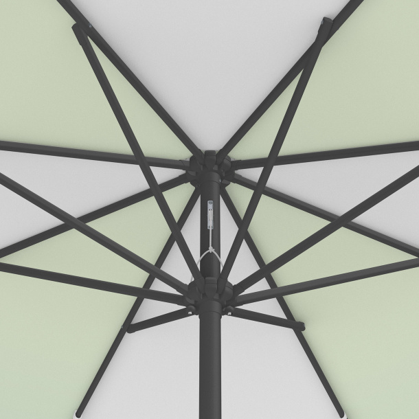 Parasol / petit parasol avec manivelle, vue de la couronne par en-dessous