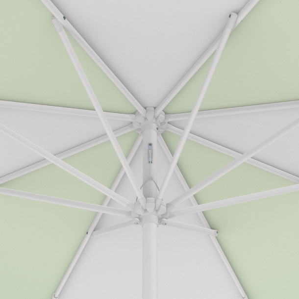 Parasol / petit parasol avec manivelle, vue de la couronne par en-dessous