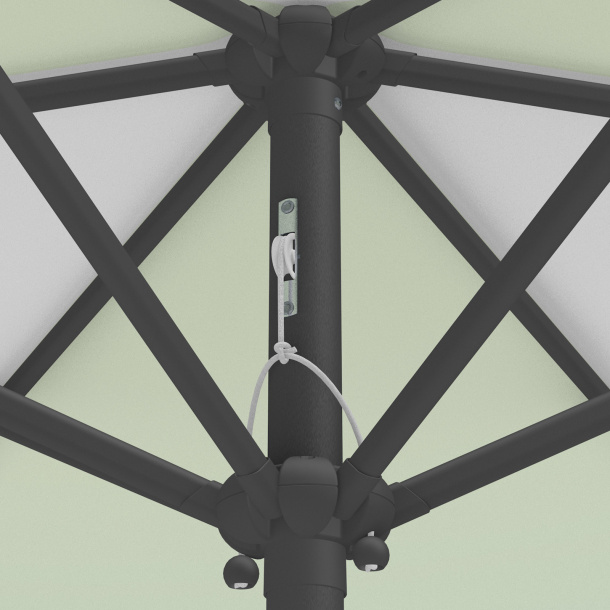 Parasol / petit parasol avec manivelle, détail du mécanisme à corde