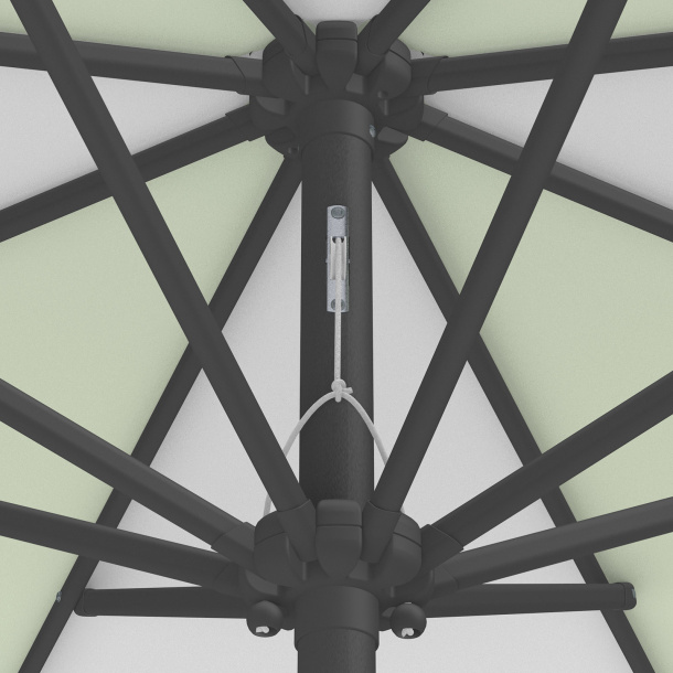 Parasol / petit parasol avec manivelle, détail du mécanisme à corde