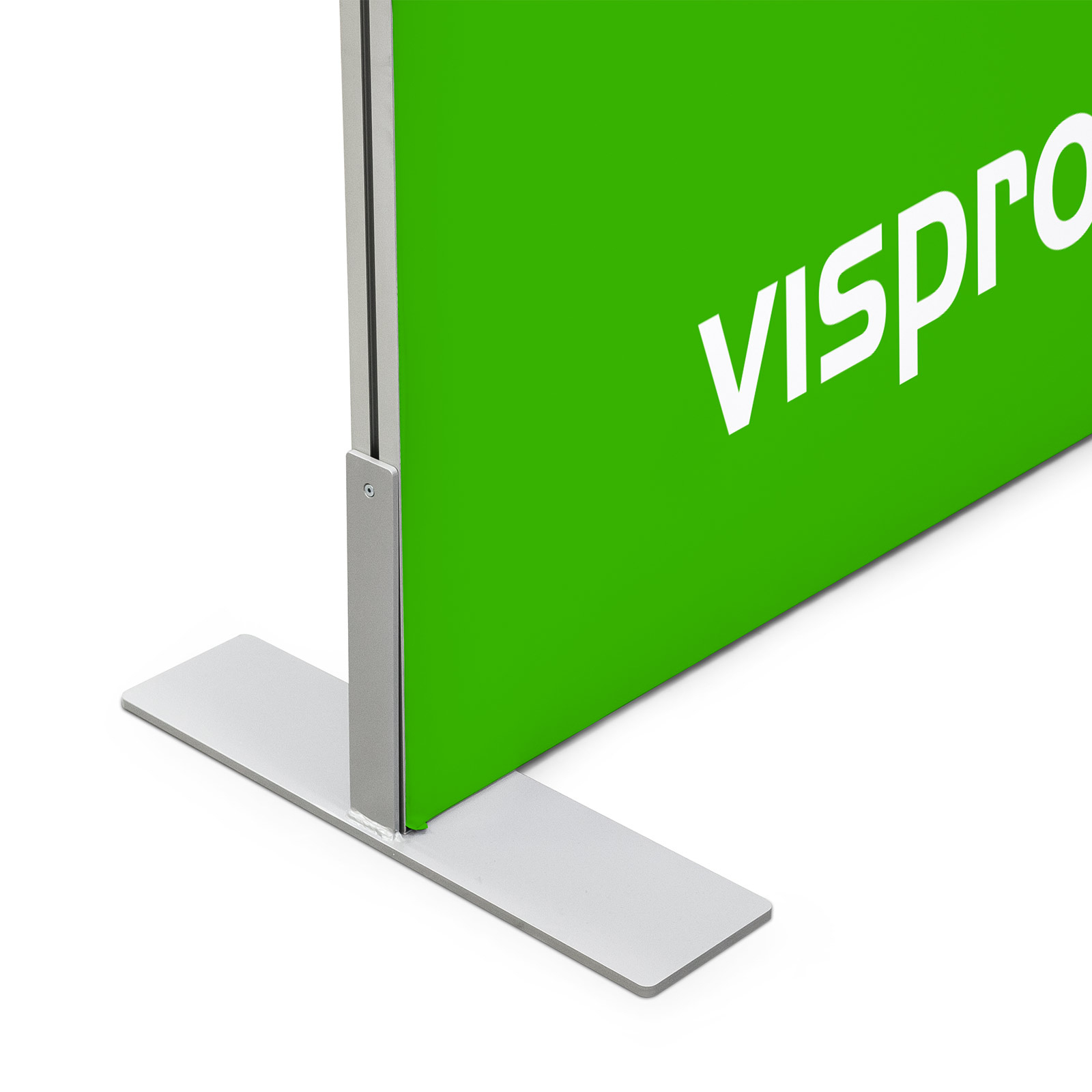 Display mural Q-Frame® – Détail: pied latéral (dimensions du système jusqu’à 310 x 310 cm)