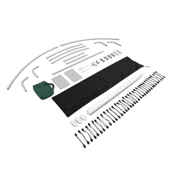 Mur d'affichage Basic incurvé et en arc, contenu de la livraison (taille du système : 310 x 130 x 56 cm)