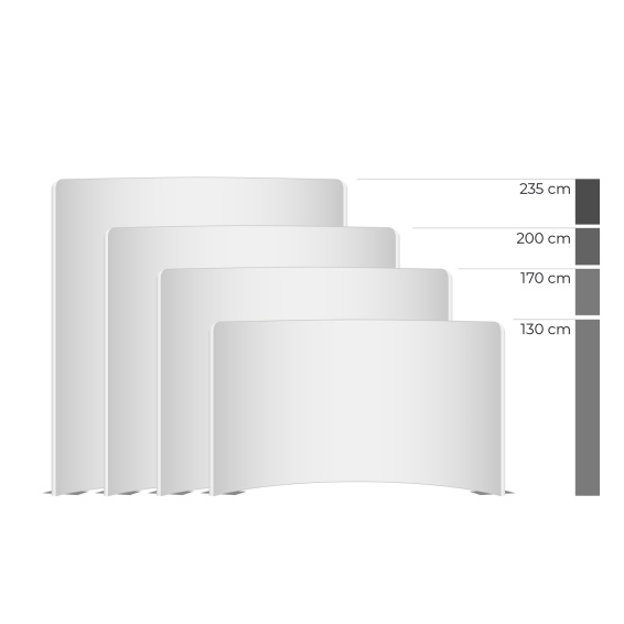 Comparaison des hauteurs – largeur 230 cm (également disponible en largeur 310 cm et 385 cm)
