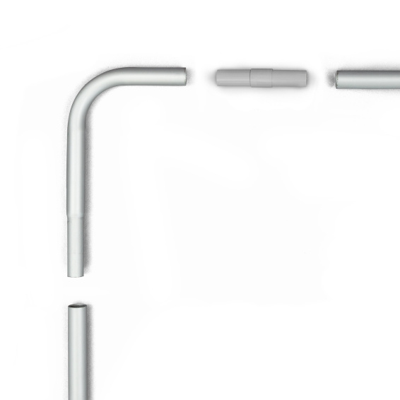 Mur d'affichage Basic incurvé, segments angulaires/mâts et connecteurs