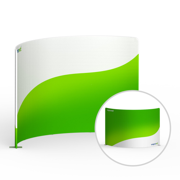 Mur d'affichage Basic incurvé, impression bilatérale – partie imprimée : verso imprimé