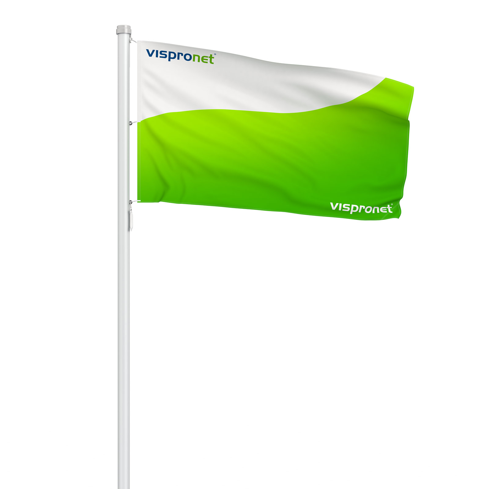 Drapeau double couche, impression différente recto-verso, vue recto