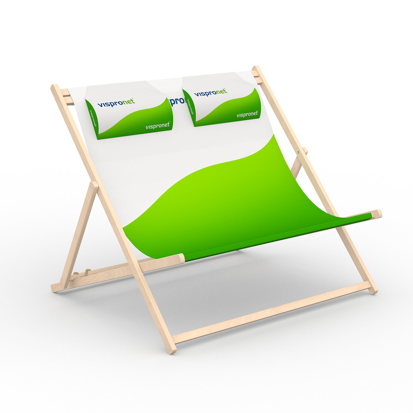 Chaise longue en bois avec 2 coussins d'appui-tête (option en supplément)