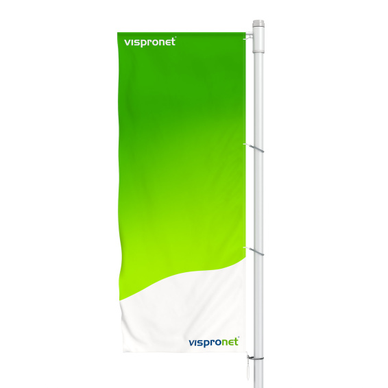 Drapeau double couche avec potence, impression différente recto-verso, vue verso