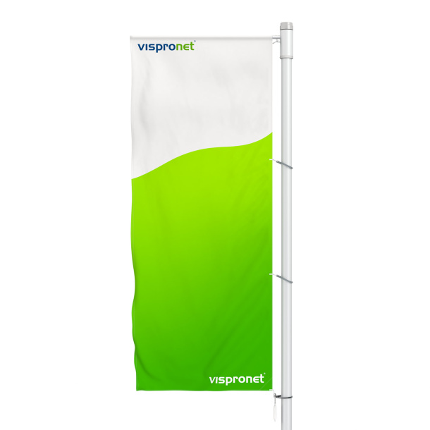 Drapeau double couche avec potence, impression identique recto-verso, vue verso