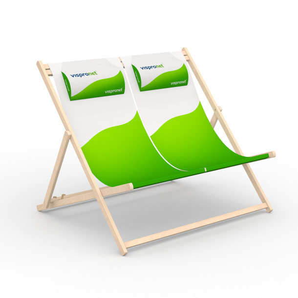 Chaise longue en bois avec 2 coussins d'appui-tête (option en supplément)