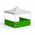 Tente pliante Eco, exemple avec 3 parois mi-hautes