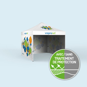 Tente pliable Eco 3 x 3 m - 3 cloisons, avec impression