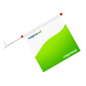 Drapeau de vitrine &ndash; bord inférieur incliné, imprimé recto-verso