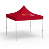 Pavillon pliable Basic, 3 x 3 m, rouge, toit avec 1 logo imprimé (Coté 1)