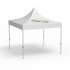 Pavillon pliable Basic, 3 x 3 m, blanc, toit avec 1 logo imprimé (Coté 1)
