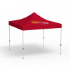 Pavillon pliable Eco, 3 x 3 m, rouge, toit avec 1 logo imprimé (Coté 1)