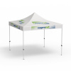 Pavillon pliable Eco, 3 x 3 m, blanc, avec 8 logos impirmés