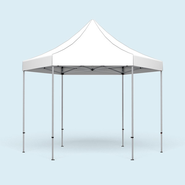 Pavillon pliable Select Hexagon 4 m, toit et volant blancs, non imprimés
