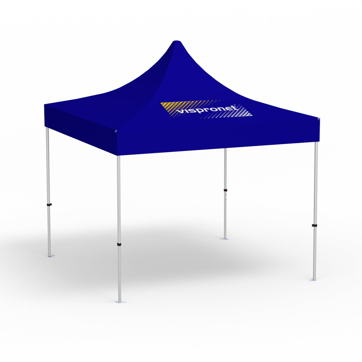 Pavillon pliable Select, 3 x 3 m, bleu, toit avec 1 logo imprimé (Coté 1)