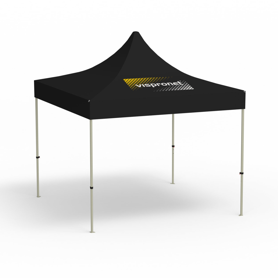 Pavillon pliable Basic, 3 x 3 m, noir, toit avec 1 logo imprimé (Coté 1)