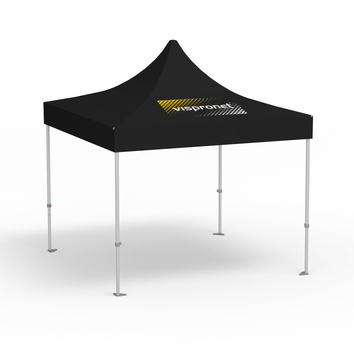 Pavillon pliable Premium, 3 x 3 m, noir, toit avec 1 logo imprimé (Coté 1)