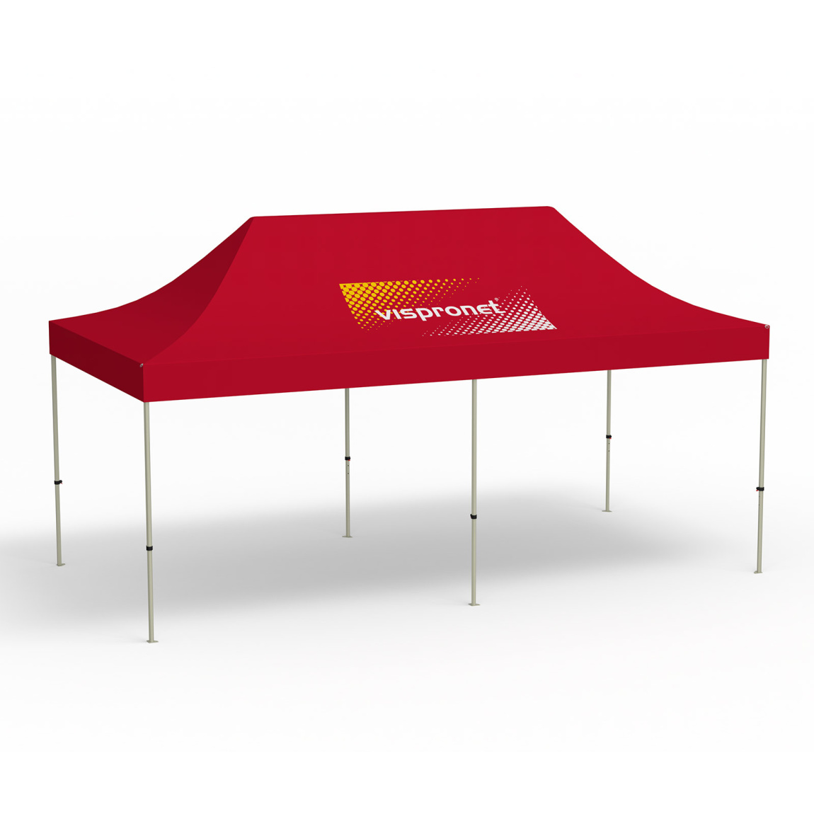 Pavillon pliable Basic, 3 x 6 m, rouge, toit avec 1 logo imprimé (Côté 1)