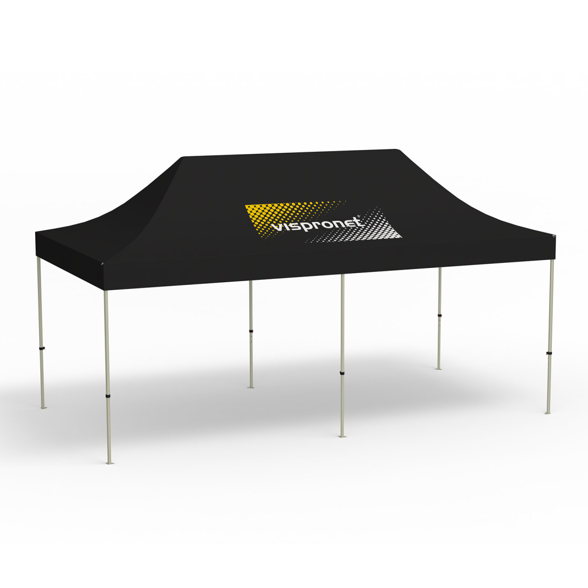 Pavillon pliable Basic, 3 x 6 m, noir, toit avec 1 logo imprimé (Côté 1)
