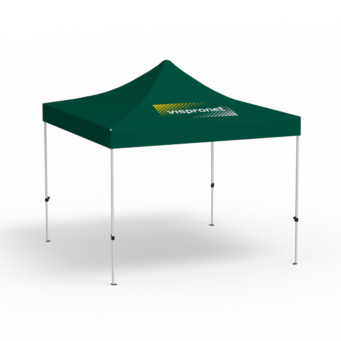 Pavillon pliable Eco, 3 x 3 m, vert, toit avec 1 logo imprimé (Coté 1)