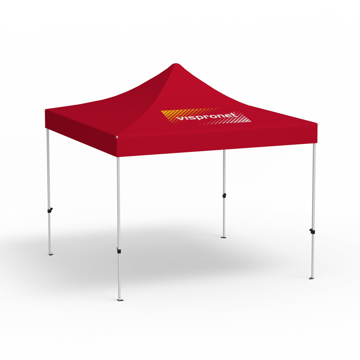 Pavillon pliable Eco, 3 x 3 m, rouge, toit avec 1 logo imprimé (Coté 1)