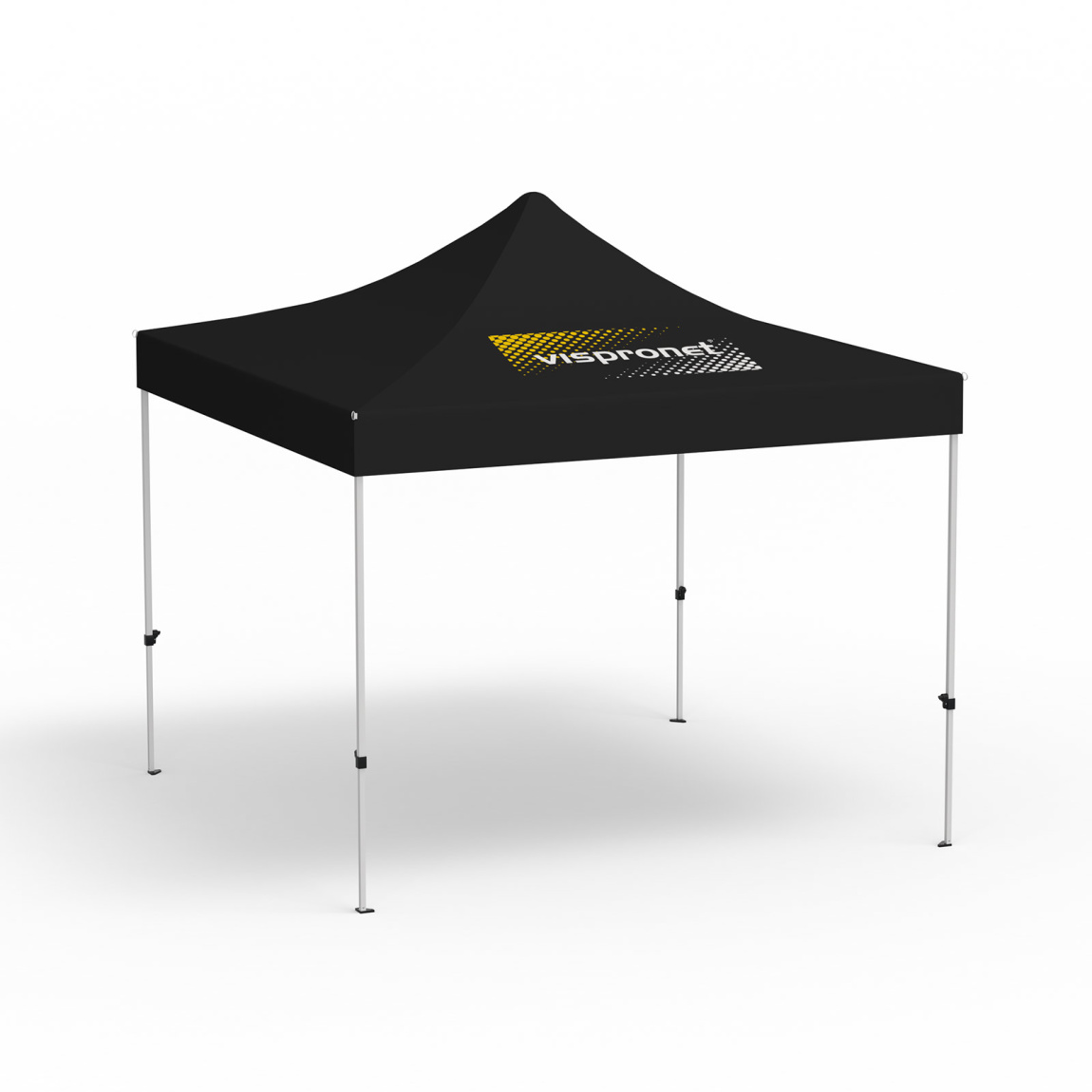 Pavillon pliable Eco, 3 x 3 m, noir, toit avec 1 logo imprimé (Coté 1)