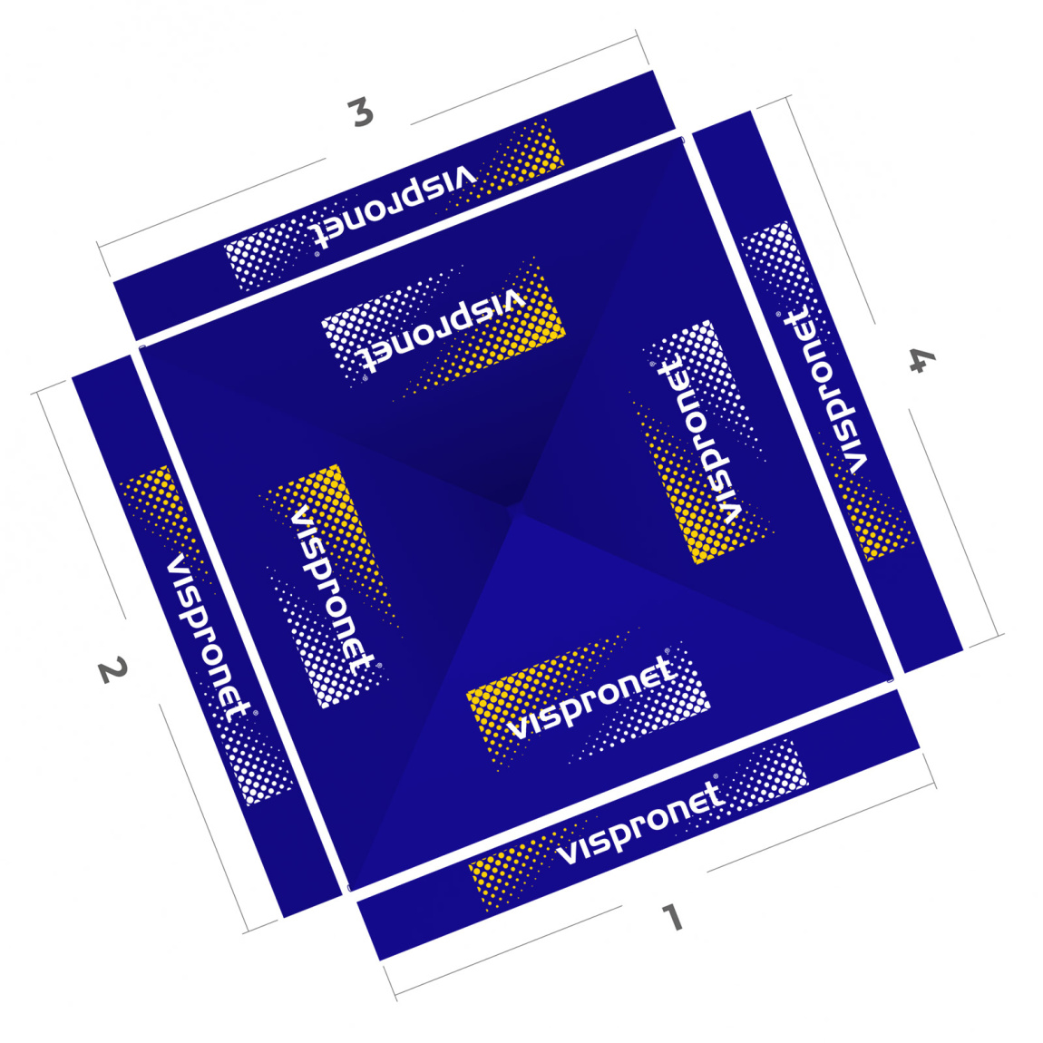 Pavillon pliable 3 x 3 m, vue de dessus