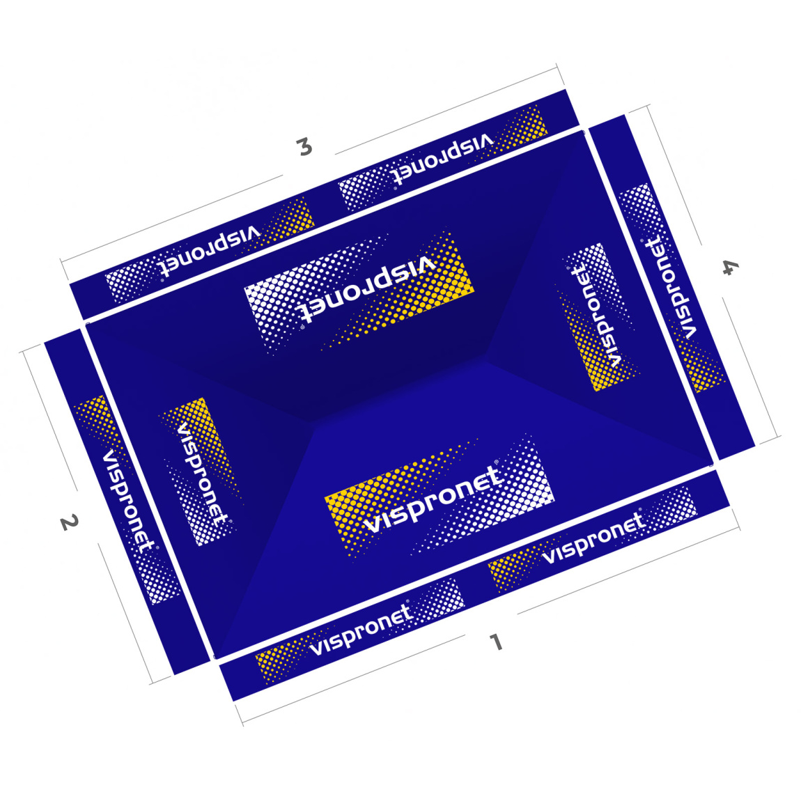Pavillon pliable Basic 3 x 4,5 m, vue de dessus