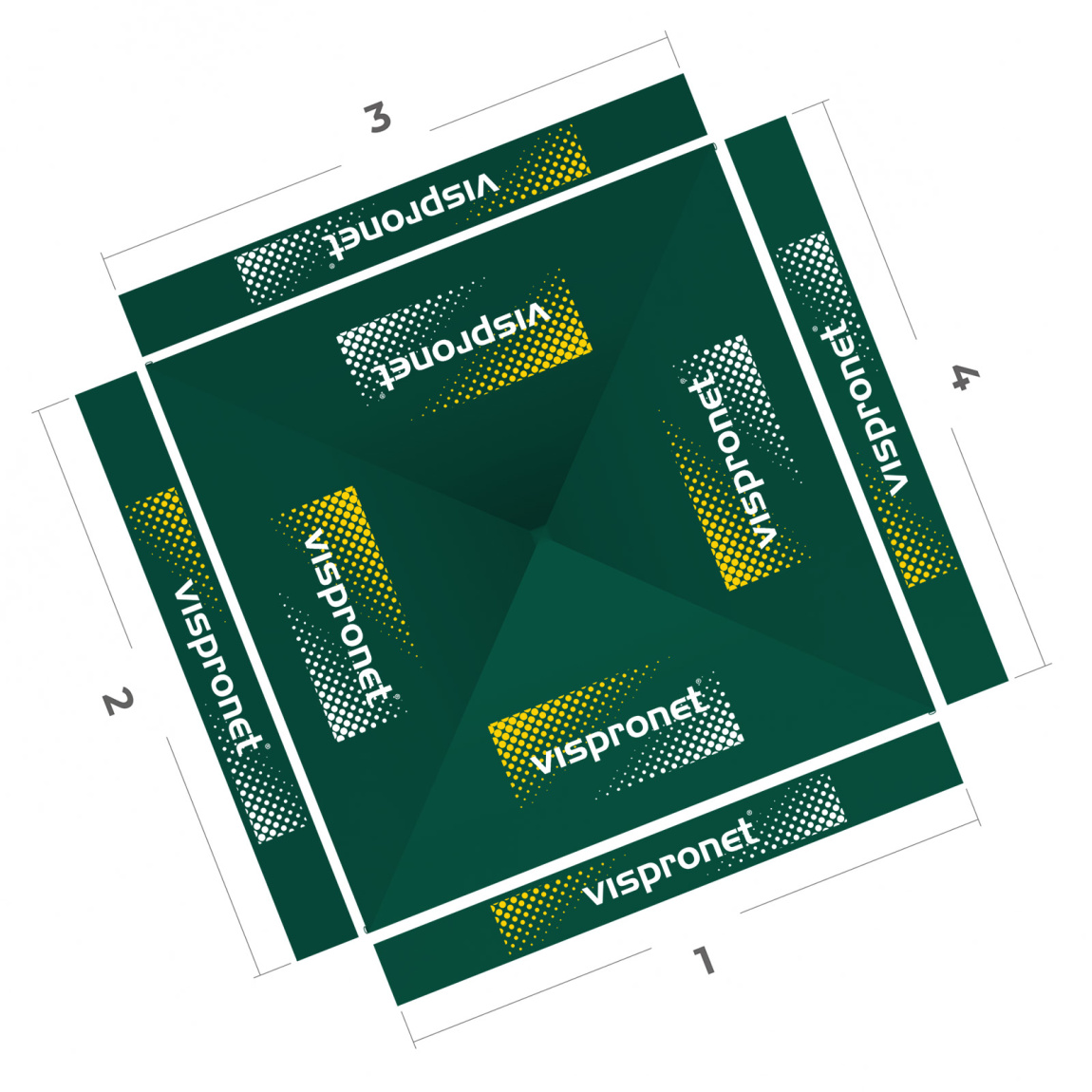 Pavillon pliable 3 x 3 m, vue de dessus