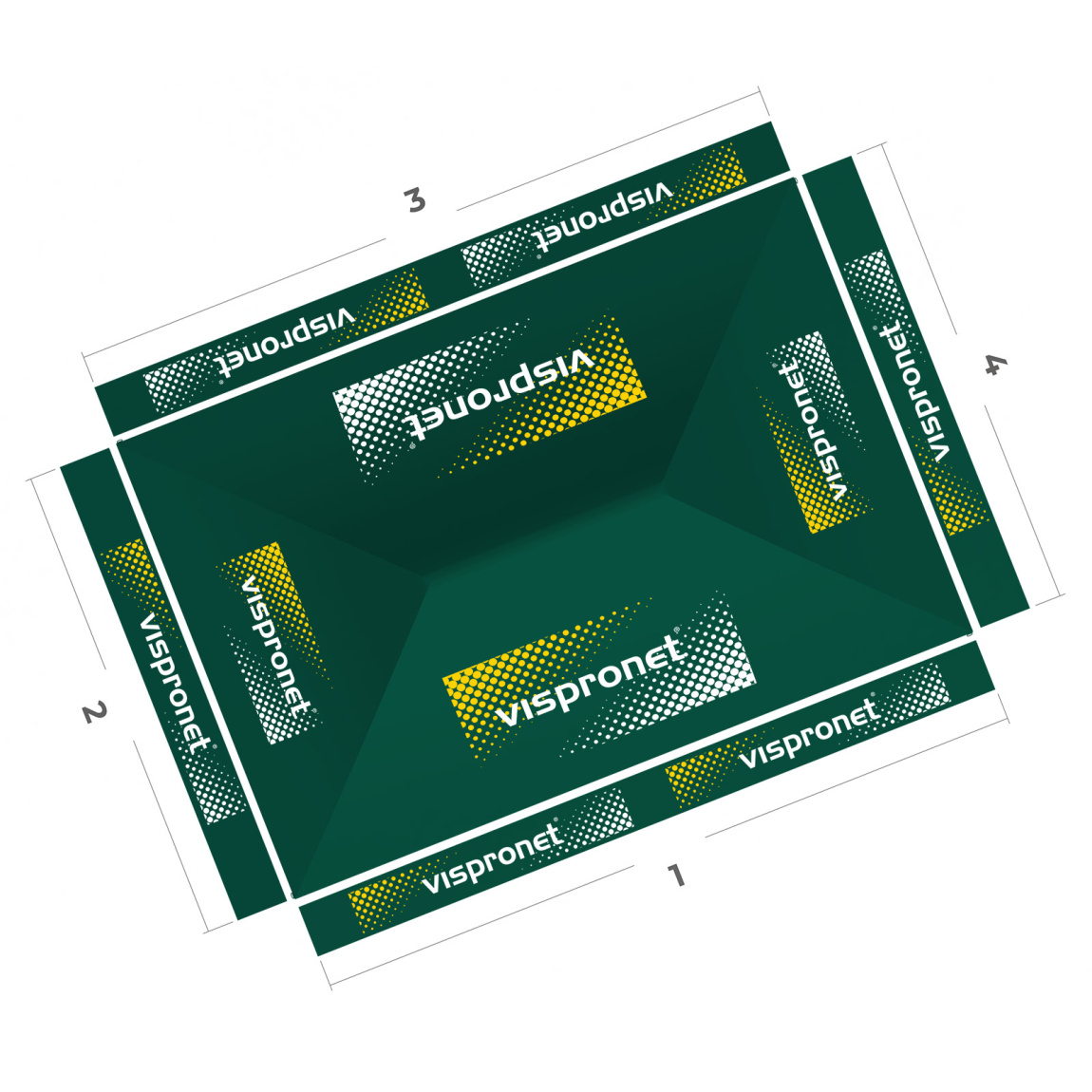 Pavillon pliable Basic 3 x 4,5 m, vue de dessus