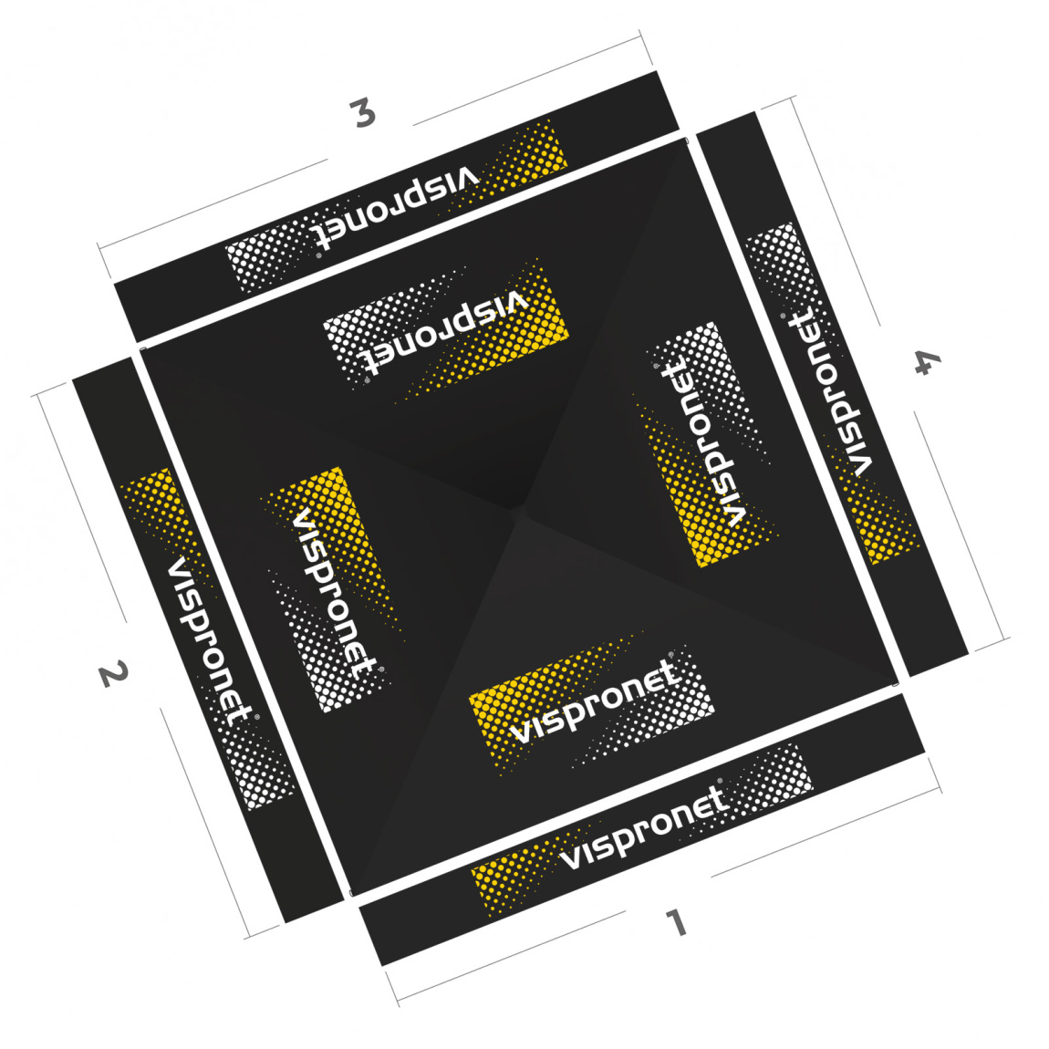 Pavillon pliable 3 x 3 m, vue de dessus