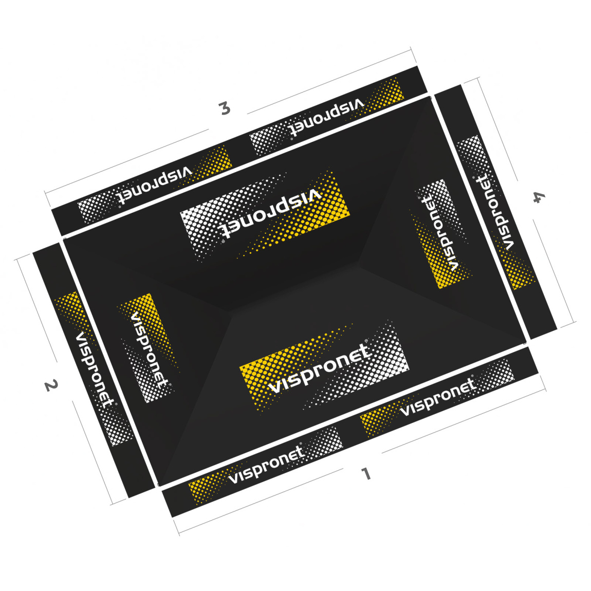 Pavillon pliable Basic 3 x 4,5 m, vue de dessus