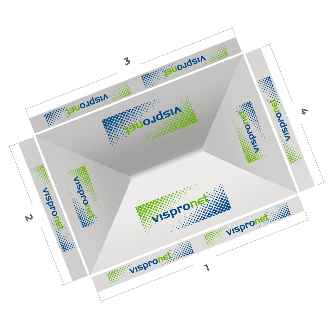 Pavillon pliable Basic 3 x 4,5 m, vue de dessus