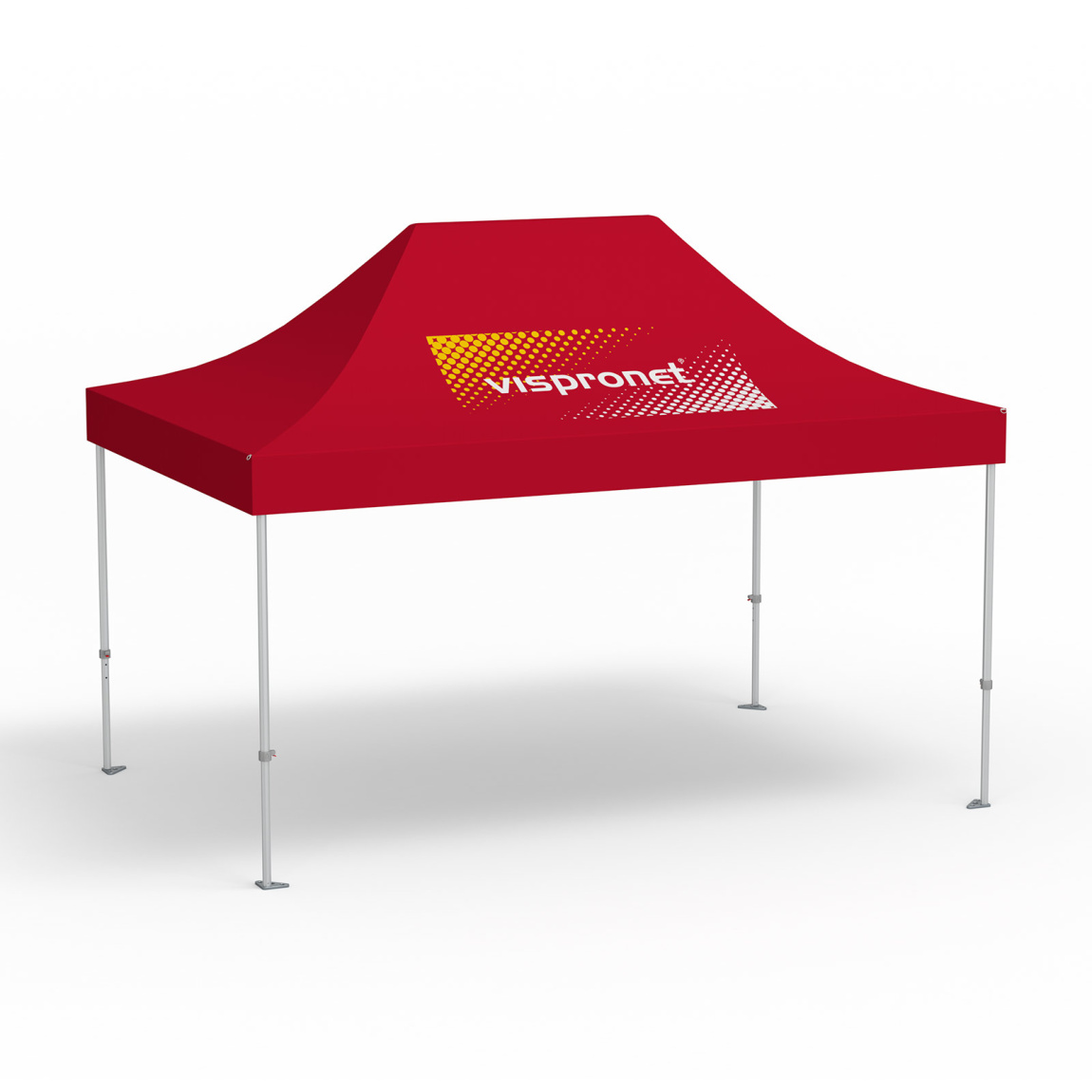 Pavillon pliable Premium, 3 x 4,5 m, rouge, toit 1 logo imprimé (Côté 1)
