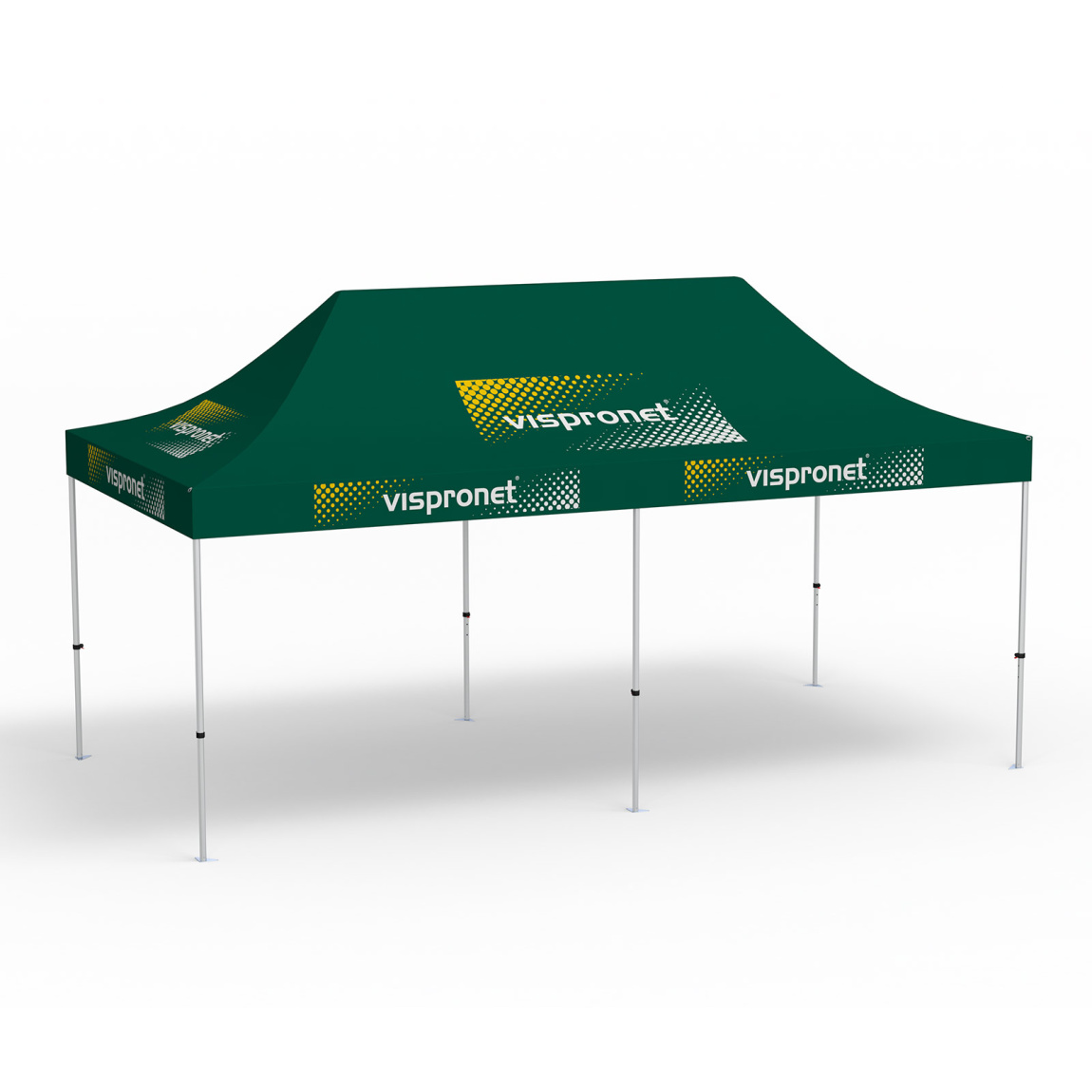 Pavillon pliable Select, 3 x 6 m, vert, avec 10 logos imprimés