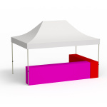 Variante d’implantation en L ; pavillon pliant 3x4,5 m