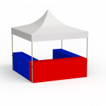 Variante d’implantation en U ; pavillon pliant 3x3 m