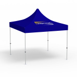 Pavillon pliable Select, 3 x 3 m, bleu, toit avec 1 logo imprimé (Coté 1)
