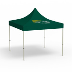 Pavillon pliable Basic, 3 x 3 m, vert, toit avec 1 logo imprimé (Coté 1)