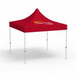 Pavillon pliable Select, 3 x 3 m, rouge, toit avec 1 logo imprimé (Coté 1)